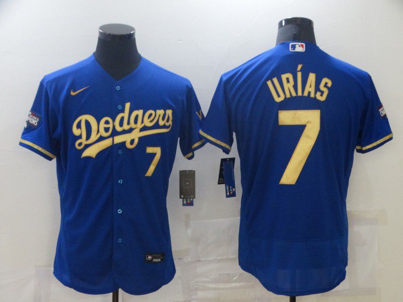 Men Los Angeles Dodgers #7 Urias Blue all gold characters Elite 2021 Nike MLB Jersey->los angeles dodgers->MLB Jersey